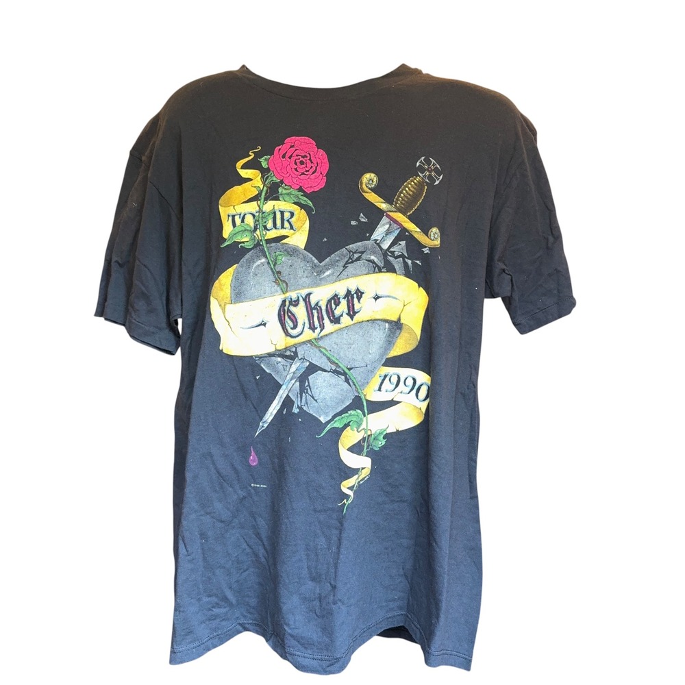 Cher Heart of Stone Tour 1990 T-Shirt XL VTG Single Stitch Black Hanes